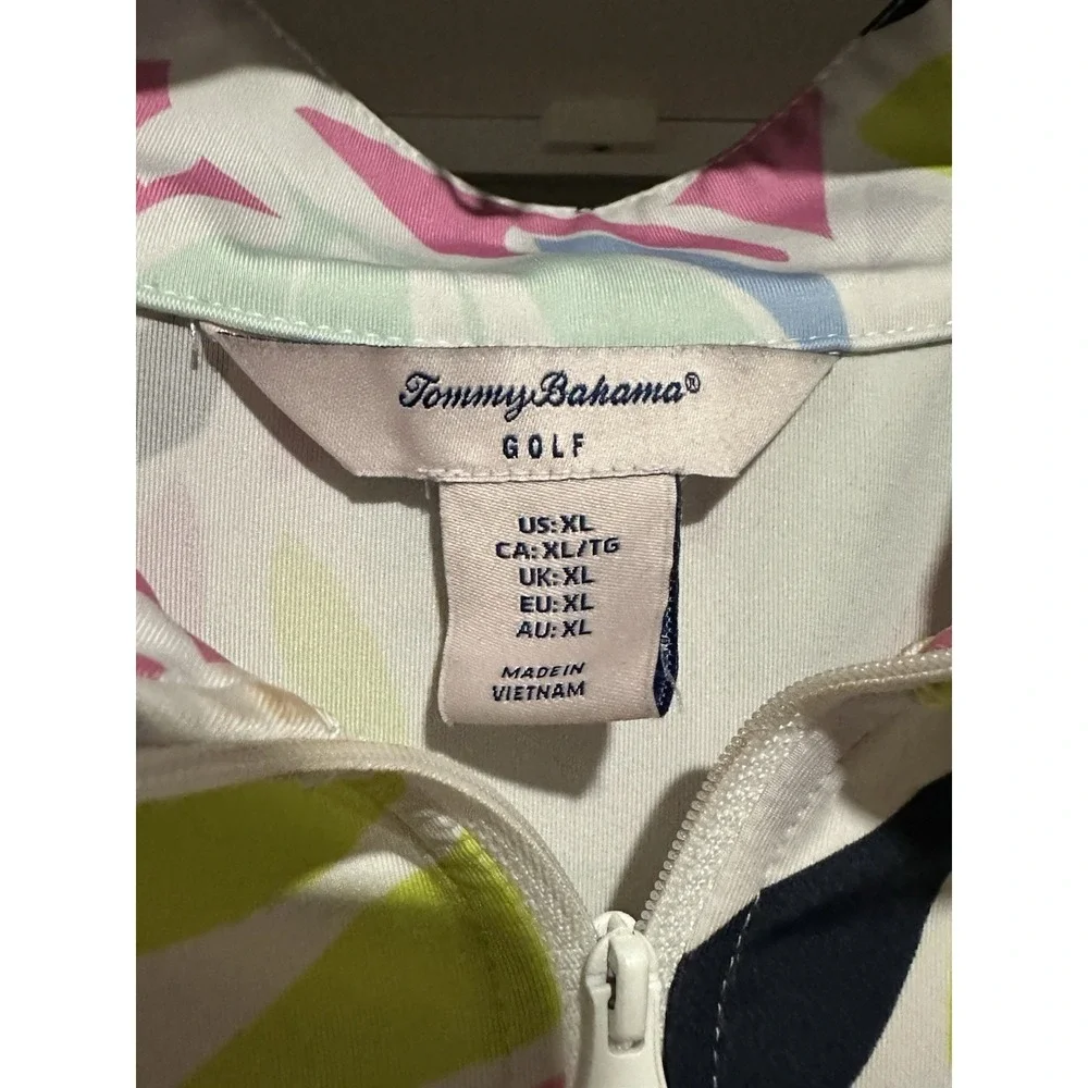 Tommy Bahama Pullover Womens XL White Floral‎ Print Golf Performance #K5-3